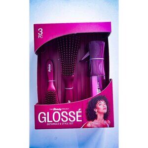 Beauty Project Glossé Detangle Hair Brush Set Spray Bottle 3pc Styling Kit